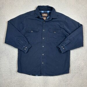 Mens Levis Black Denim Shirt Size Medium Western Heavy Cotton Long Sleeve Cowboy